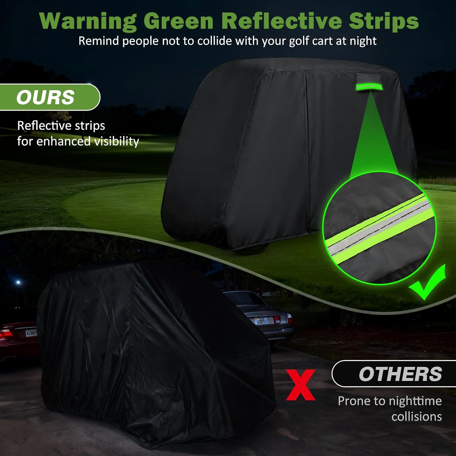 Waterproof Golf Cart Cover 4 Passenger for Yamaha/E-Z-Go/Cushman/Club Car/Evolution/ICON, Heavy Duty Sun Rain Dust Protection 2+2/4 Passenger Golf Cart Cover with Soft Cotton Lining & Door Zipper-M