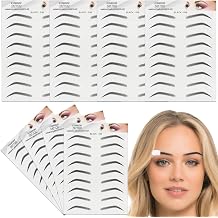 6D Eyebrow Tattoo Stickers 8 Sheets Realistic Stick-On Eyebrow Stencil Shape Waterproof Transfer Eyebrow Decal Quick Makeup Tool 3# Black