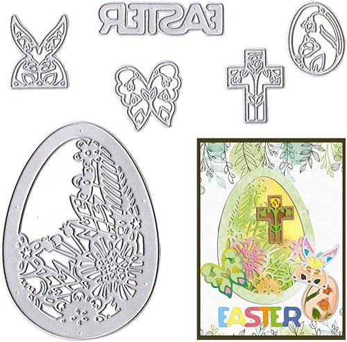 Miniatura 6 de Estivaux Huevos de Pascua troqueles para hacer tarjetas juegos de troqueles de corte de huevos de encaje huecos plantillas de marco de huevos