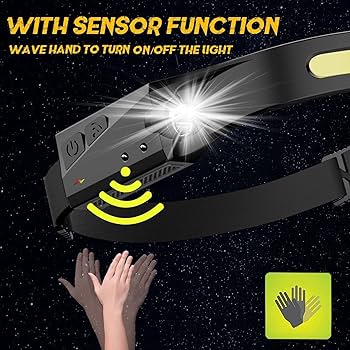 Camping Light Headlamp Rechargeable Super Bright 230° Wide Beam LED Motion Sensor Headlamp Flashlight Lightweight Waterproof For Night Running Biking Camping Hiking Working Night Light