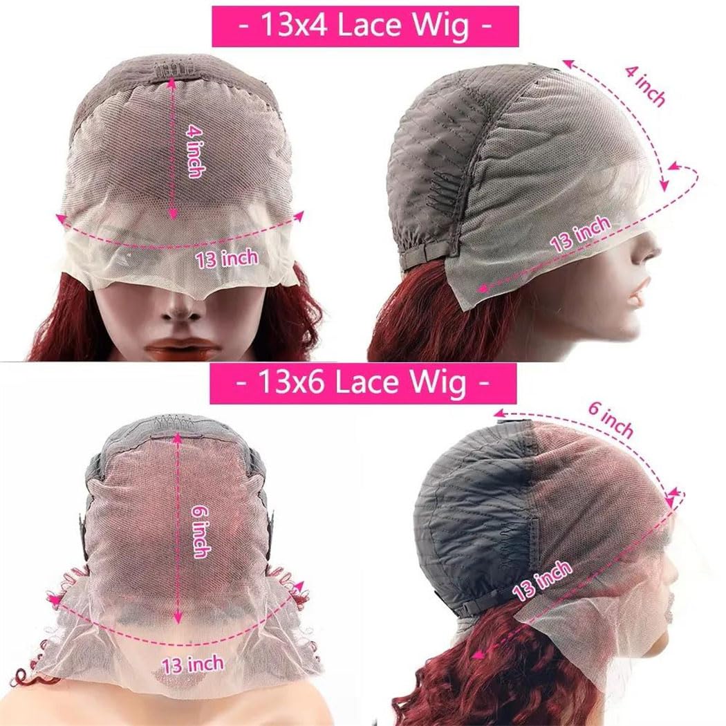 Womens Burgundy Straight Lace Front Human Hair Wig 42 Inch HD Transparent Lace Pre Plucked Natural Hairline wigs