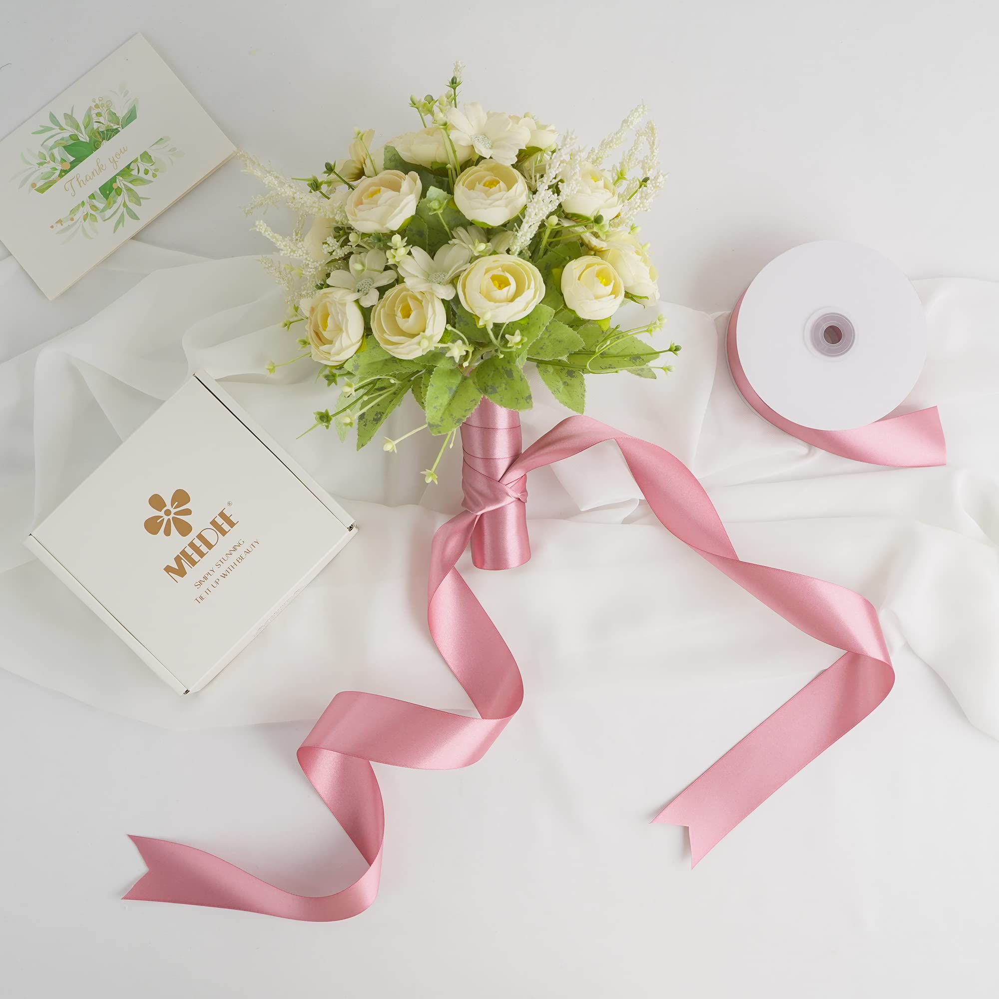 Amazon.com: MEEDEE Mauve Rosy Satin Ribbon 1-1/2 Inch Rose Pink