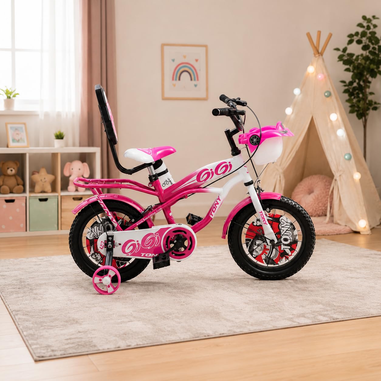 RAW Bicycles Sports Gigi with Training Wheels 16T BMX Bicycle Cycle for Kids 5-8 Years | Pink | Tubeless Tyres | Easy Assembly | Heavy Steel Frame-image-41