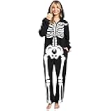 Halloween Skeleton Pajama Adult Skeleton Costume Hooded Jumpsuit Cosplay Costume Sleepwear Homewear