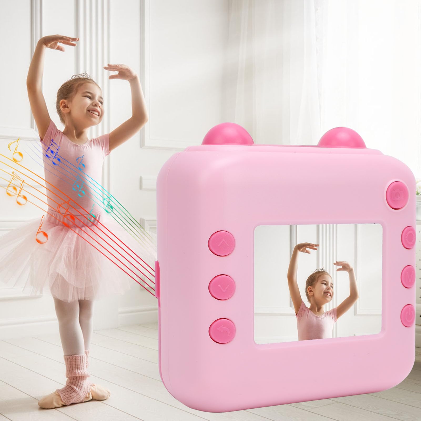 Fotocamera a Stampa Istantanea, Fotocamera Video Istantanea Digitale da 50 MP 1080P per Bambini, con Zoom Digitale 16X, Schermo IPS da 2,4 Pollici, Scatta e Stampa (Roseo)