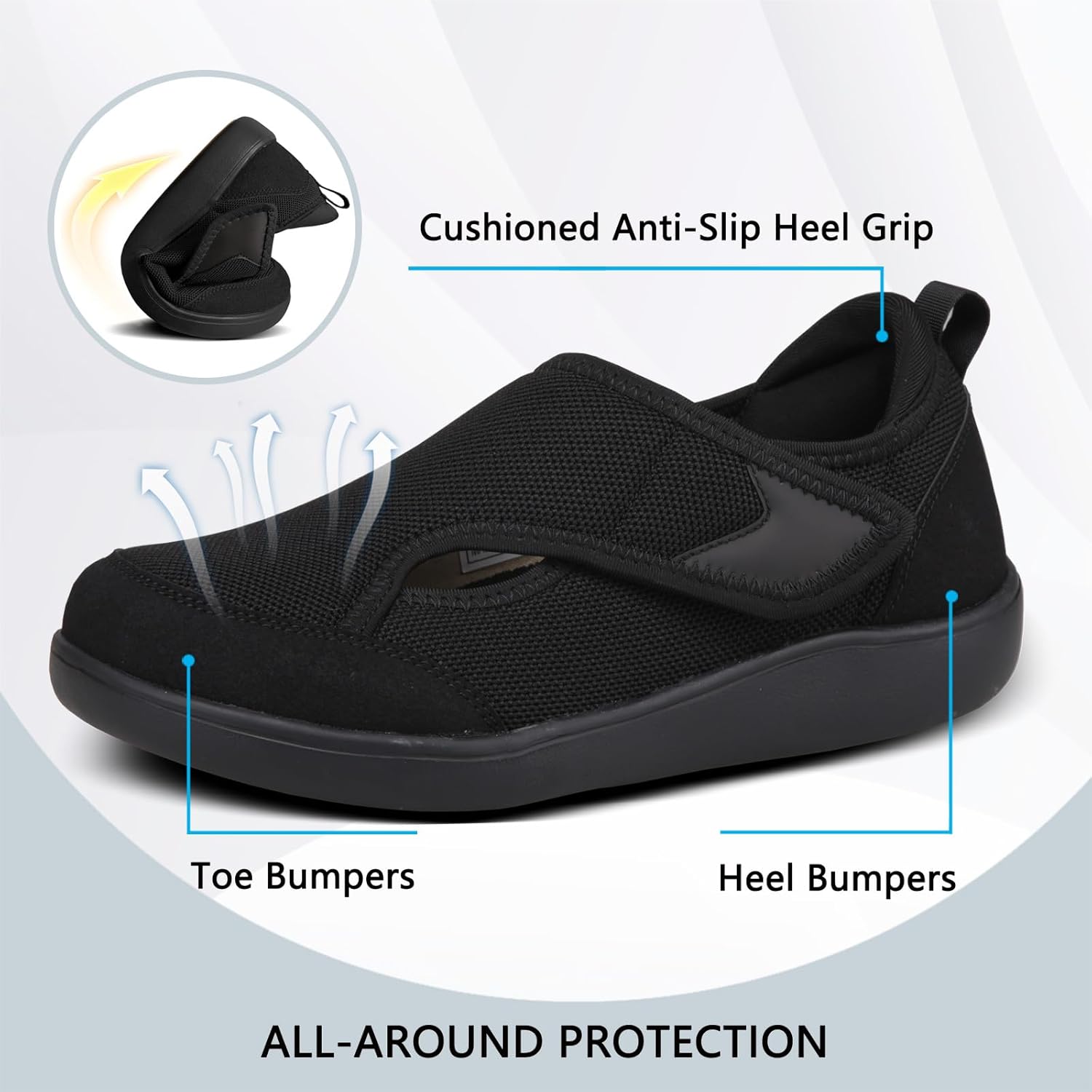 Womens Wide Diabetic Shoes Adjustable Walking Shoes Wide Width Sneakers for Arthritis Edema Swollen Feet Indoor Outdoor - Image 4