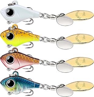 TRUSCEND Señuelos Giratorios para Pesca con Jig o al Agua Viva en Agua Dulce y Salada, Señuelos Rooster Tail para Trucha, Lubina, Lucioperca, Salmón y Lucio, Spinners de Pesca con Doble Cuchilla