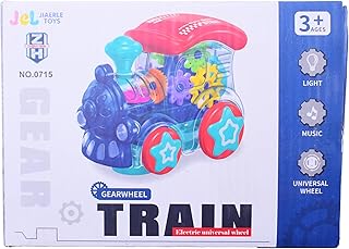 قطار من ألعاب وهدايا جير ويل، مصنوع من البلاستيك، مناسب للجنسين من عمر 3 سنوات، بتصميم متعدد الألوان موسيقي مضيء، يساعد في تنمية المهارات الحركية وتناسق العين واليد