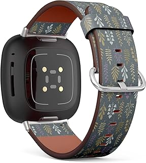 CJBROES Replacement Leather Watch Band, Compatible with Fitbit Versa 3 and Fitbit Sense of Wristband Bracelet Accessory - Different Plants