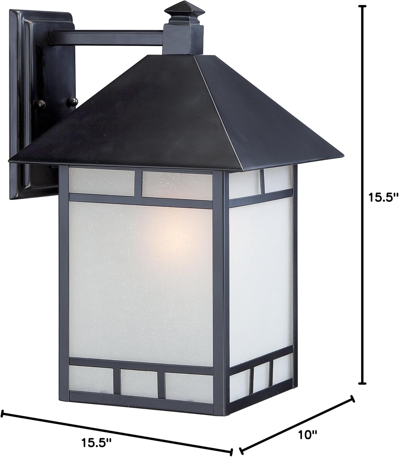 Nuvo Lighting 60/5603 Drexel Large One Light Wall Lantern 100-watt A19 Outdoor Porch and Patio Lighting with Frosted Seed Glass, Stone Black