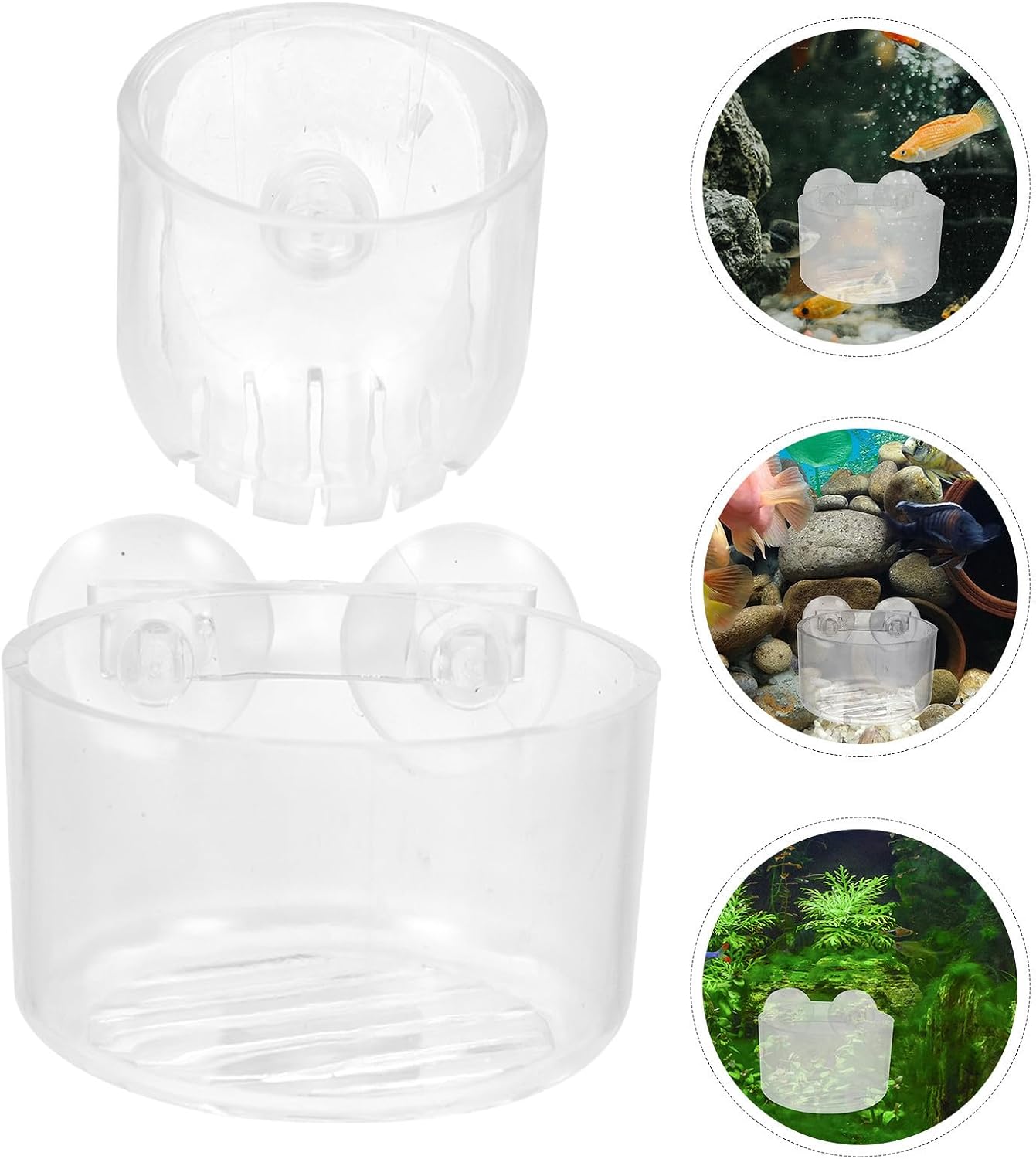 Acrylic Shrimp Feeding Dish with Suction Cup, 8 Pack