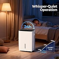 Vista 6 de COWSAR Deshumidificador de ahorro de energía de 80 pintas para el hogar y el sótano con manguera de drenaje, pantalla LED frontal y tanque de agua