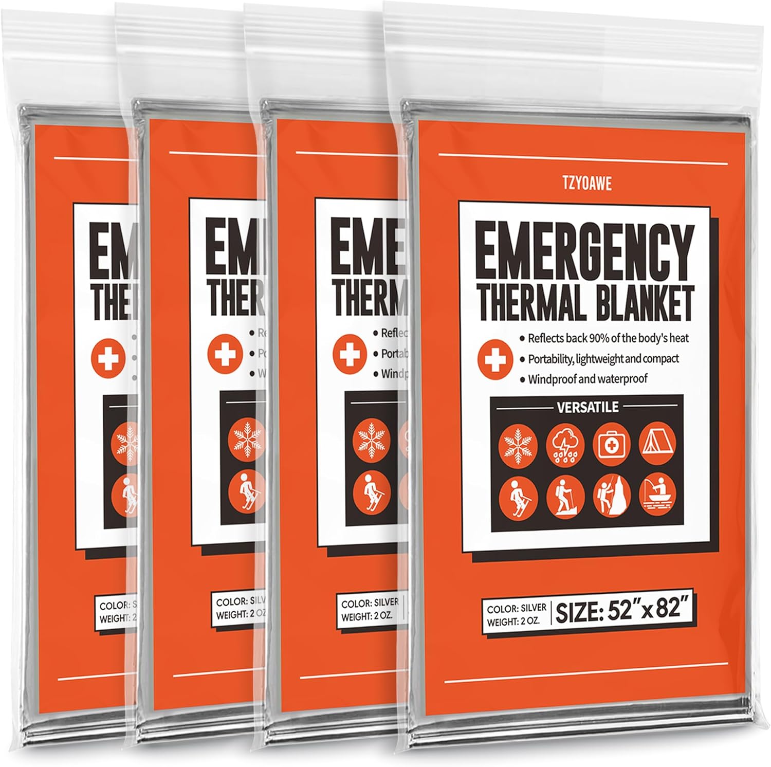 Emergency Thermal Blankets,4 Pack,Space Mylar Blanket Survival kit Emergency Thermal Blankets,4 Pack,Space Mylar Blanket Survival kit
