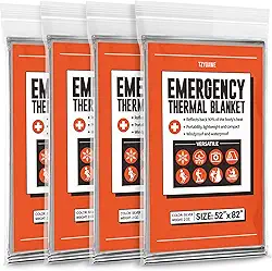 Cobertores térmicos de emergência, pacote com 4, cobertor espacial Mylar kit de sobrevivência