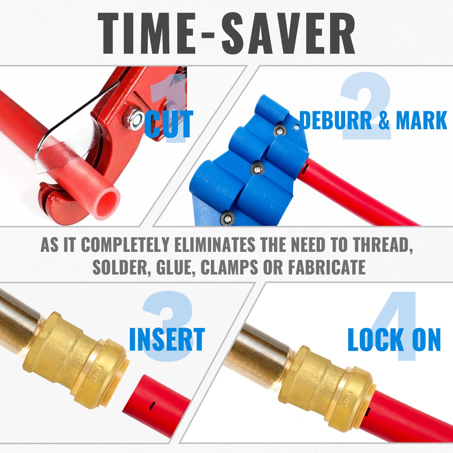 SUNGATOR Adaptador hembra Pushfit, adaptador FNPT de 1 pulgada x 1 pulgada, sin plomo, latón para conectar accesorios de fontanería para trabajar con Pex, cobre, CPVC, con 1 clip de desconexión,