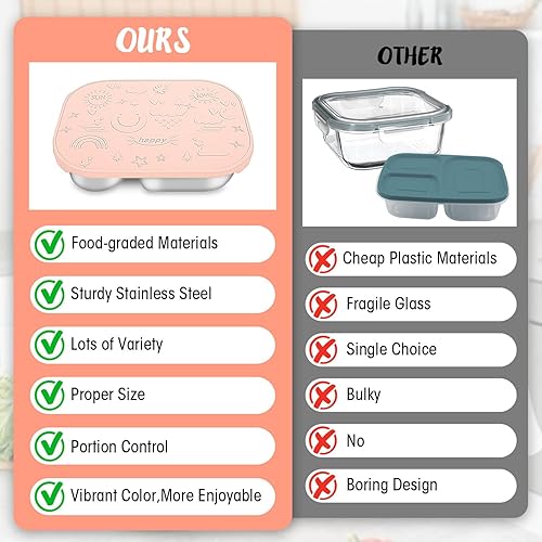 Miniatura 6 de Lonchera Bento de acero inoxidable, reutilizable, con 5 compartimentos, de metal, a prueba de fugas, para niños, recipientes de inmersión 2P