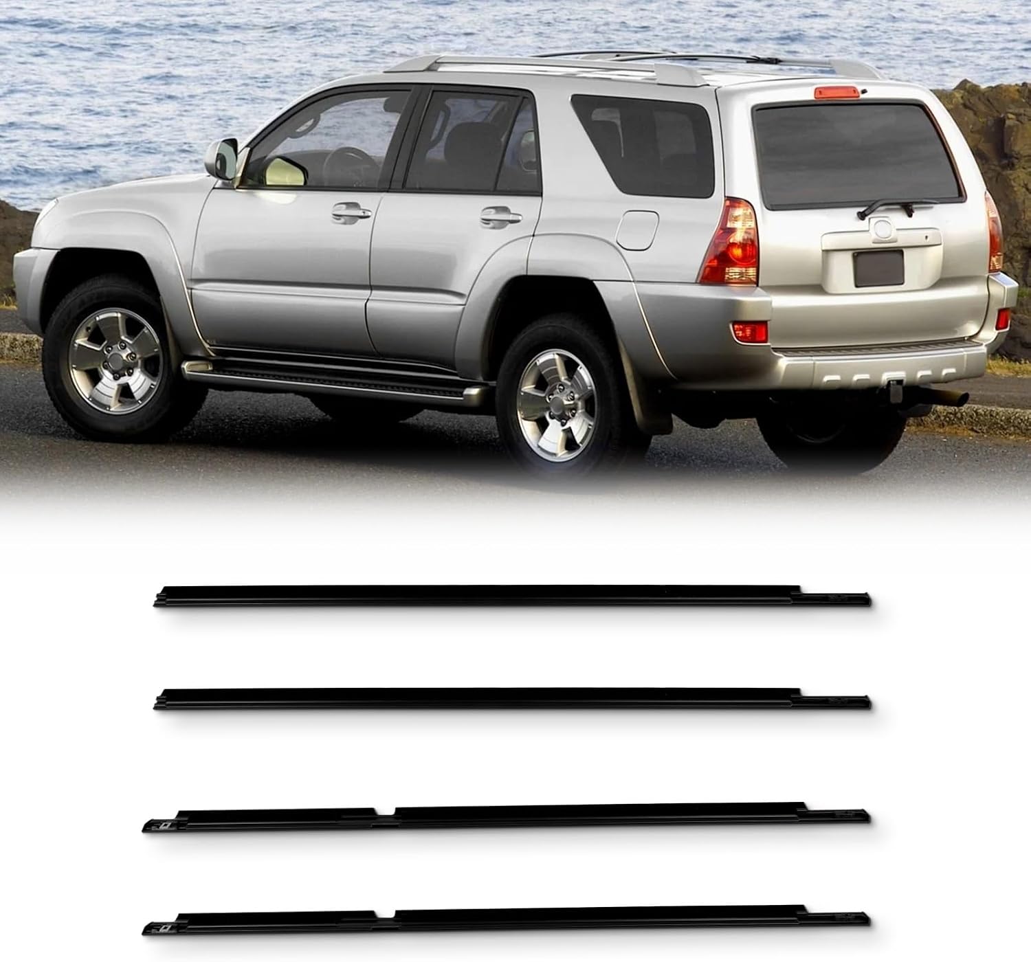 ECCPP Weather Stripping Window Trim for 2003-2009 for Toyota for 4Runner | Window Weather Stripping Molding Trim Belt 4PCS Black|7573002180 7574002180 7571002200 7572002200