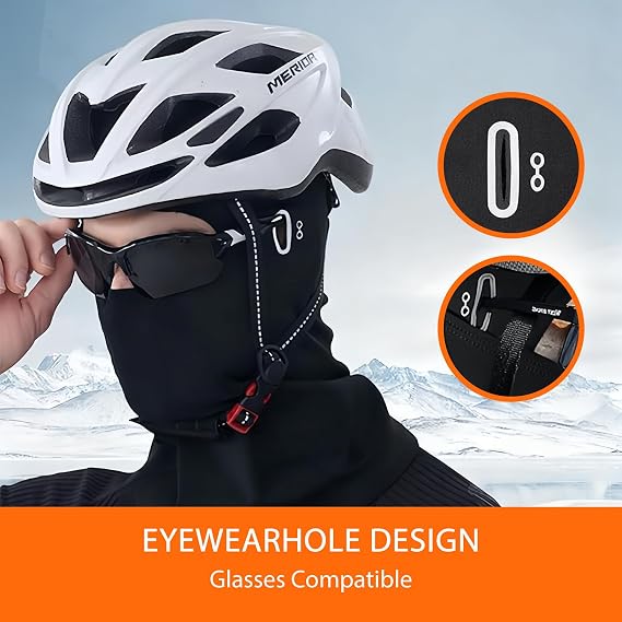 Balaclava Ski Mask for Men Windproof Thermal with Glasses Hole for Motorcycle Cycling Skiing Running Black