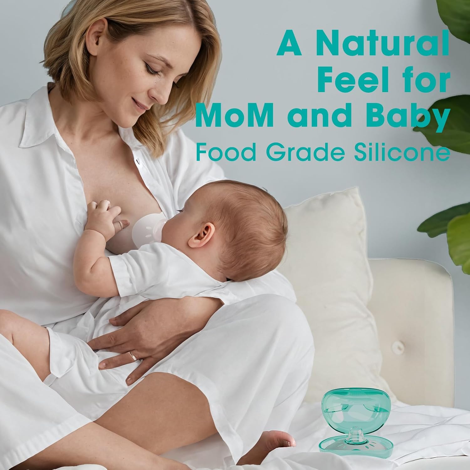 CheriBaby Nipple Shield, Contact Nipple Shield for Breastfeeding with Difficulty Sucking or Flat or Inverted Nipples, 2 Pair with Carrying Case, 100% Food Grade Silicone, BPA/BPS Free, （M-20mm）