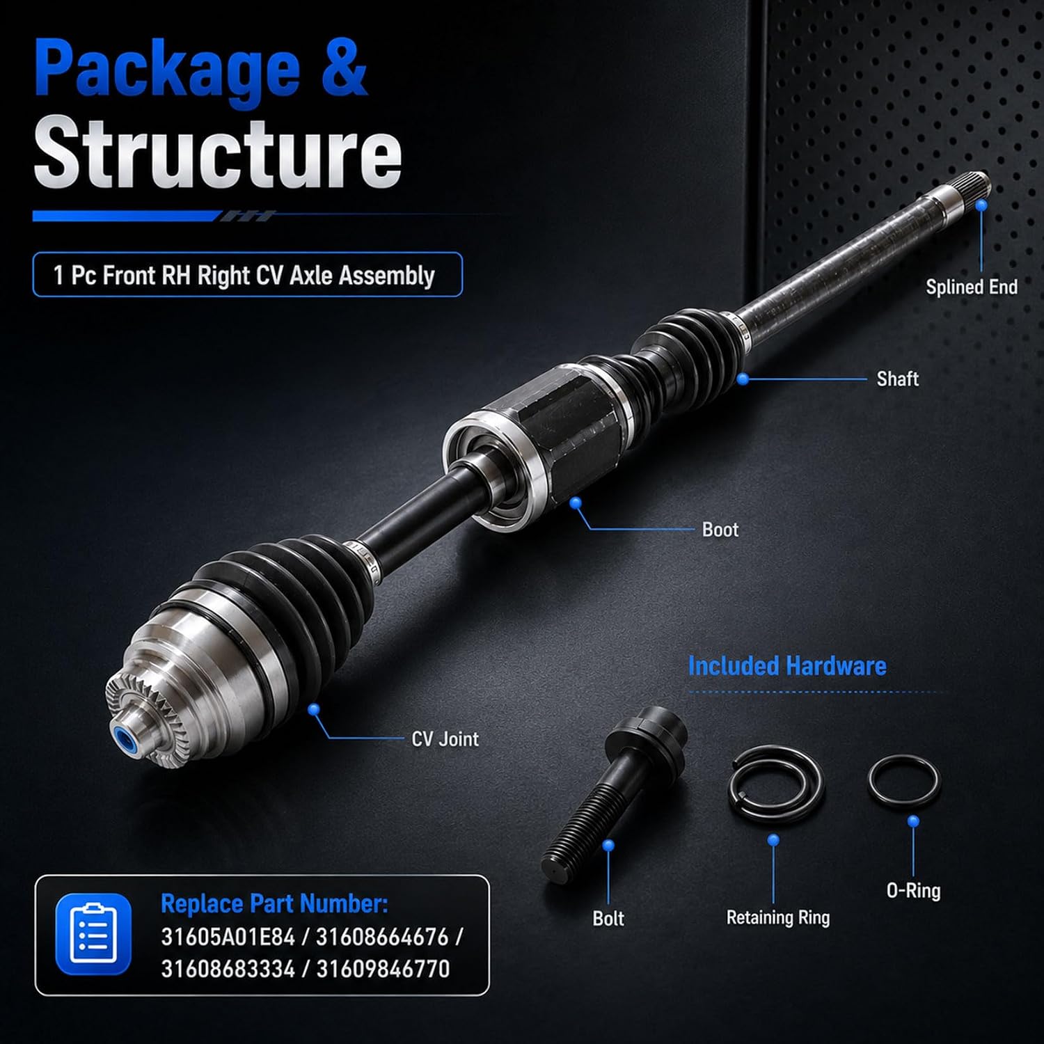 Front Right CV Axle Assembly 31605A01E84 31608664676 31608683334 31609846770 Compatible with BMW 530i 540i 2017-2020 RWD AWD 530i xDrive 540d xDrive, Passenger Side Drive Shaft Replacement