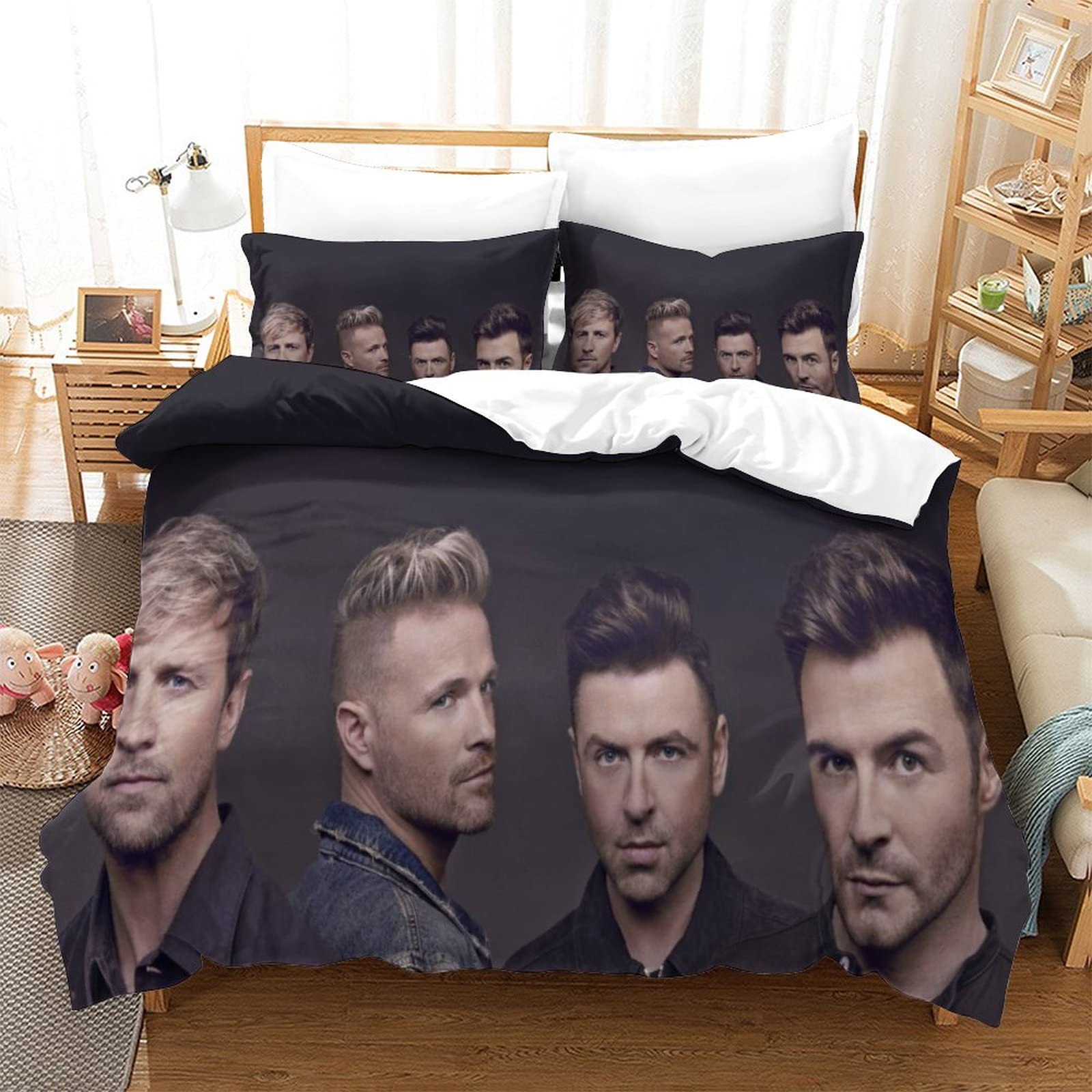 Kuokuo Westlife Band Duvet Cover Set 3D Set With Pillowcase For Quilt Cover With Zipper Closure Soft Microfiber Bedding Set 3Pcs Set King（220x240cm）