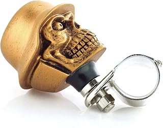 Arenbel Skull Soldier Style Steering Spinner Booster Knob Suicide Car Wheel Turning Assist Grip Handle Fit Most Vehicles Trucks Boats, Copper