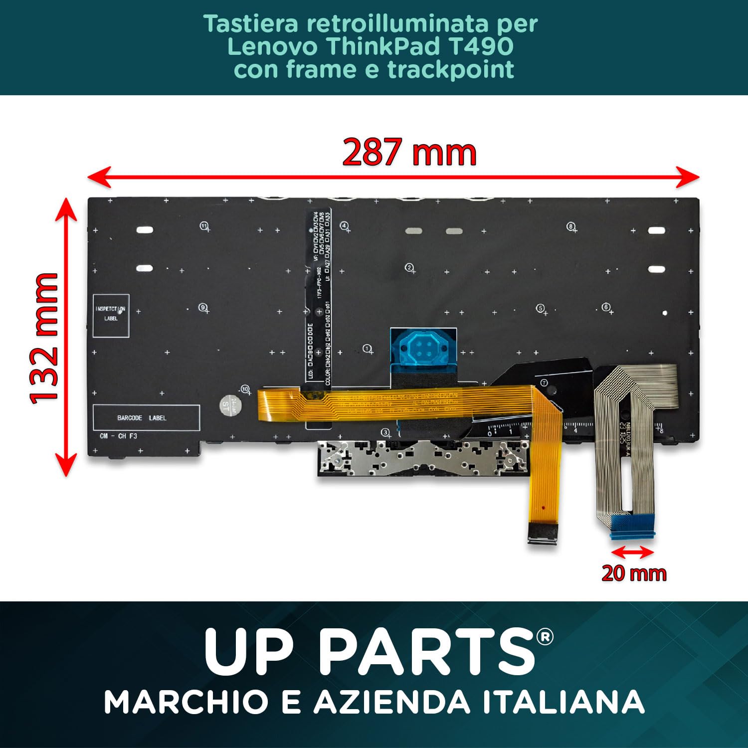 Ricambio tastiera Lenovo ThinkPad E480 E490 L380 L390 L480 L490 P43s Layout italiano retroilluminazione con frame