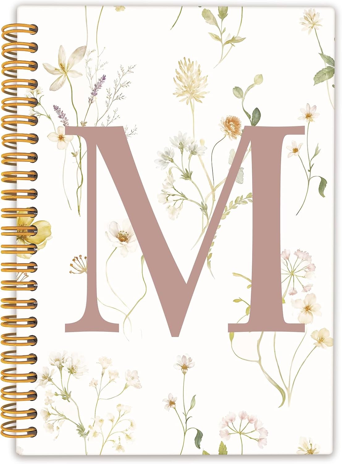 Initial Letter M Notebook Journal, Monogrammed Gifts for Women, Journal for Teen Girls, Cute Personalized Floral Journals Notebooks for Women, Hardcover Spiral Notebook 5.5x8.3