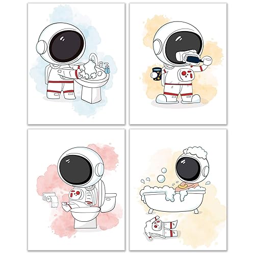 Picture This Prints Astronaut Bathroom Photos, Space Posters for Boys