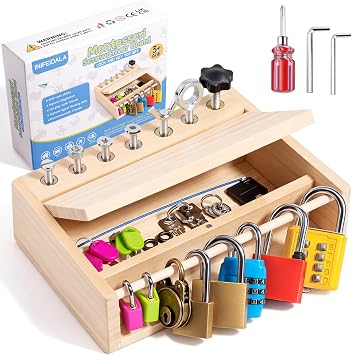 INIFEIDALA Montessori Toys for 3 4 5 6 Year Old Birthday Gift | Screwdriver Board Set,Lock and Key Toy,Fine Motor Skills,STEM Toys,Educational Learning Sensory Activities