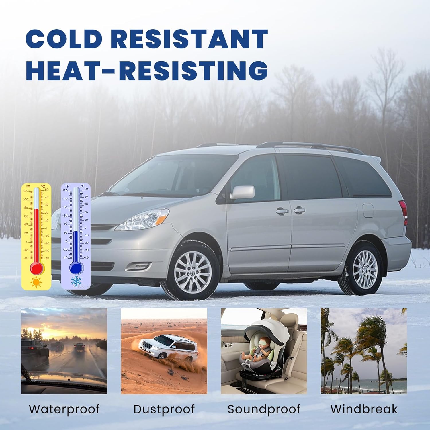 4Pcs Car Outer Door Window Moulding Trim Weatherstrip Seal Belt Compatible with Toyota Sienna 2003 to 2010, Replace# 68160-AE010, 68210-AE010, 68180-08010, 68230-08010