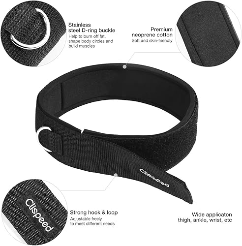 Miniatura 2 de CLISPEED 2pcs Fitness Thigh Straps Padded D-Ring Ankle Strap Leg Cuffs for Gym Cable Machines Thigh Straps Fits Men&Women