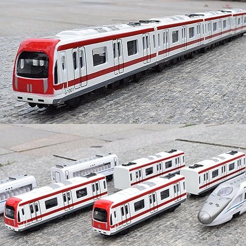 Miniatura 6 de VANTIYAUS Modelo de tren, 4 piezas de coches de aleación de tren de la ciudad del tren del metro, modelo de metro de aleación a escala 1/64, modelo
