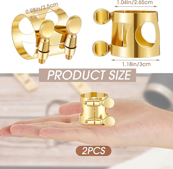 2 Pcs Alto Saxophone Ligature, Gold Sax Mouthpiece Fastener