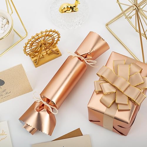 Miniatura 6 de Yarcony Rollo de papel de regalo metálico de oro rosa  17 pulgadas x 33 pies  Color sólido mate de lujo para regalo de cumpleaños, bodas, baby
