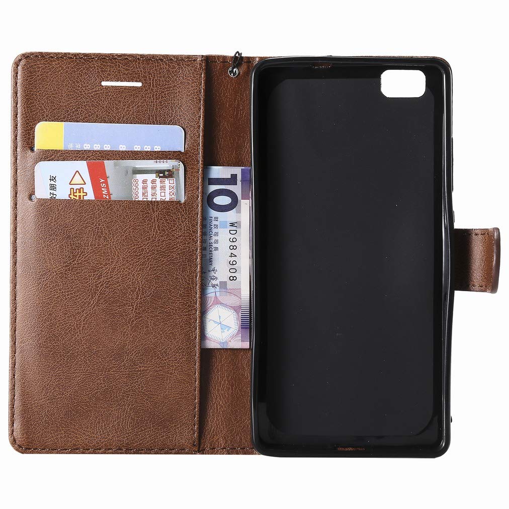 Laybomo Huawei P8 Lite/ALE-L21 Custodia PU Pelle Portafoglio con Slot per schede Morbido TPU Silicone Gomma Magnetico Protezione Flip Cover Custodia per Huawei P8 Lite, Stile Aziendale (Nero