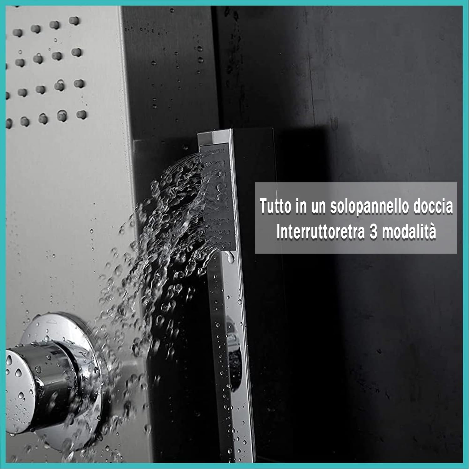 Elbe Pannello Doccia in Acciaio Inox 304 Colonna Doccia Idromassaggio Senza Miscelatore con 3 Funzioni e Doccetta, per Bagno, facile da installare