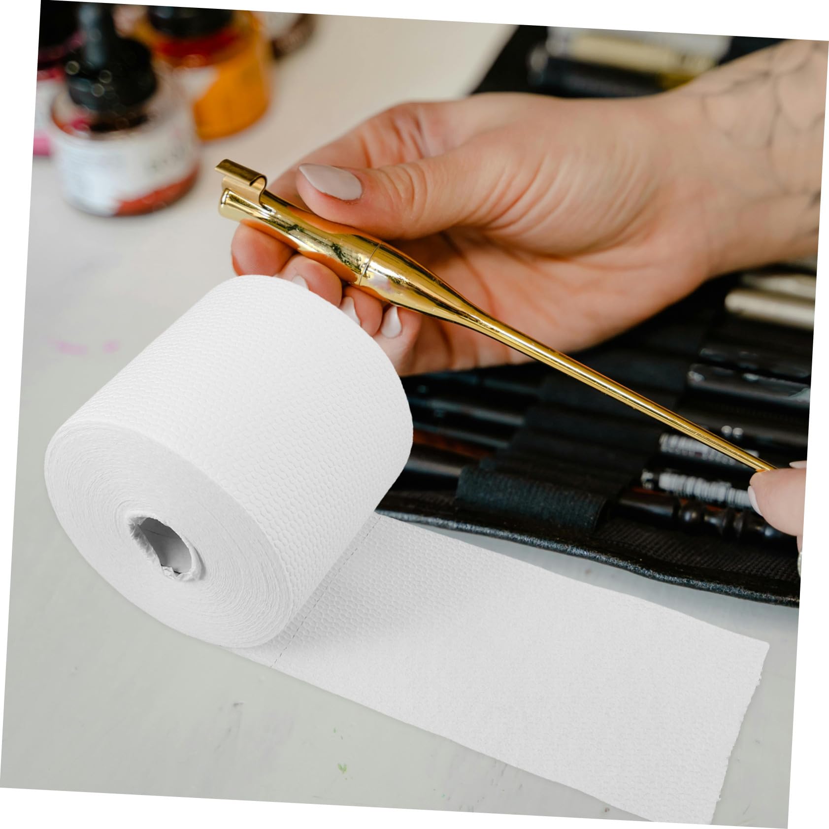 SOLUSTRE 1 Rotolo di Salviette Detergenti per Panni Monouso per Rimozione del Trucco Assorbimento Rapido Tessuto Bianco Facilmente Trasportabili per Cura della Pelle