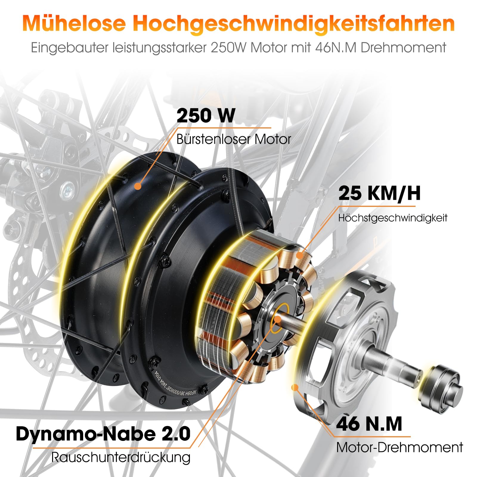 HILAND 26 Zoll Elektro-Mountainbike mit 250W Motor, 36V 7.8Ah Akku, Elektrofahrrad für Männer Frauen, All-Terrain Erwachsene Elektro-MTB mit Gabelfederung
