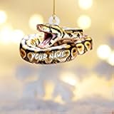 Personalized Ball Python Ornament for Christmas Tree, Snake with Santa Hat Ornament, Exotic Pet Ornaments, Cute Ball Python 2D Flat Ornaments, Snake Lover Gift, Snake Owner Holiday Decor (Snake 2)
