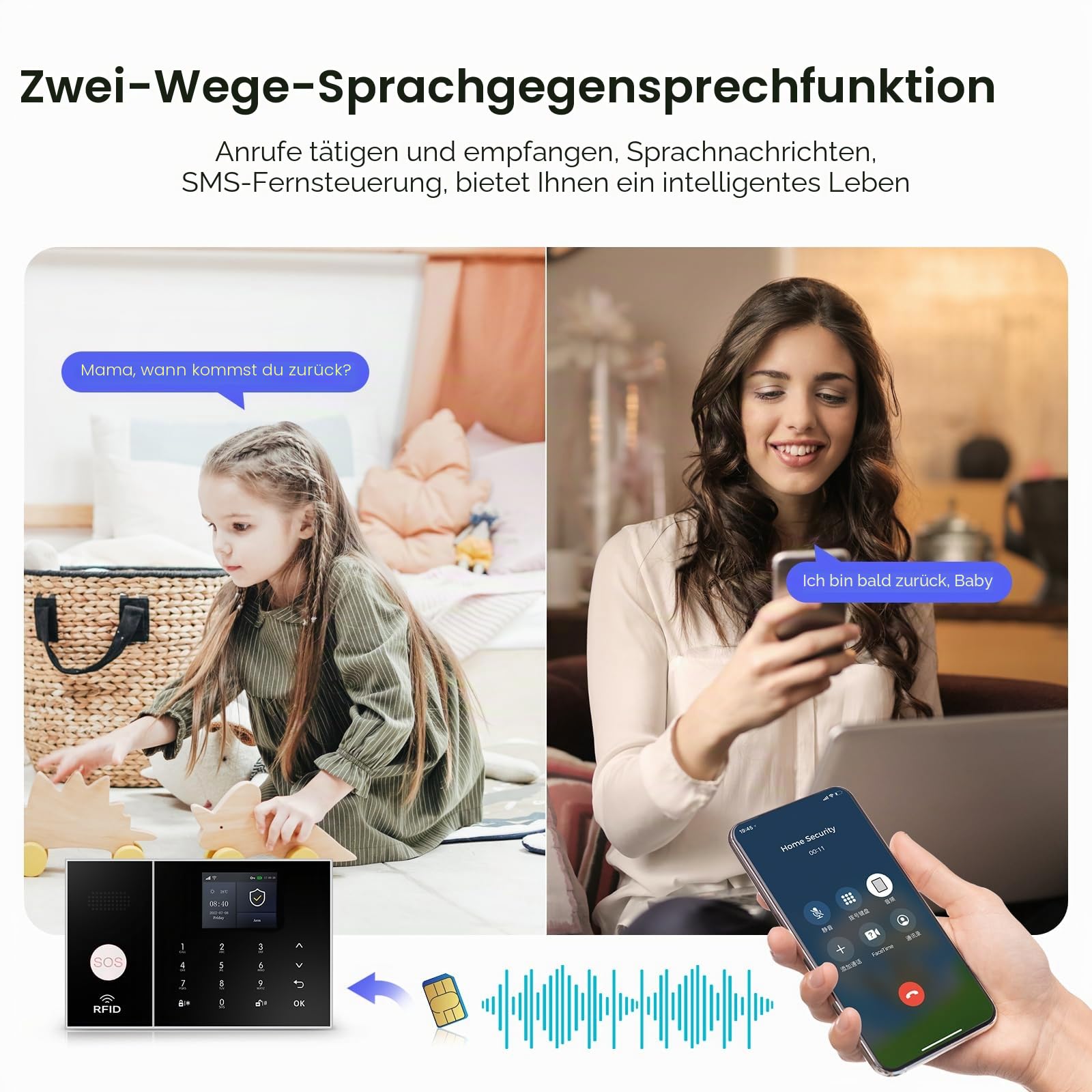 PGST GSM WiFi Funk Alarmanlage Haus - Smartphone App und SMS/Anruf - mit Sirene Fenster Türsensor Bewegungsmelder Fernbedienungen RFID,Funktioniert mit Alexa