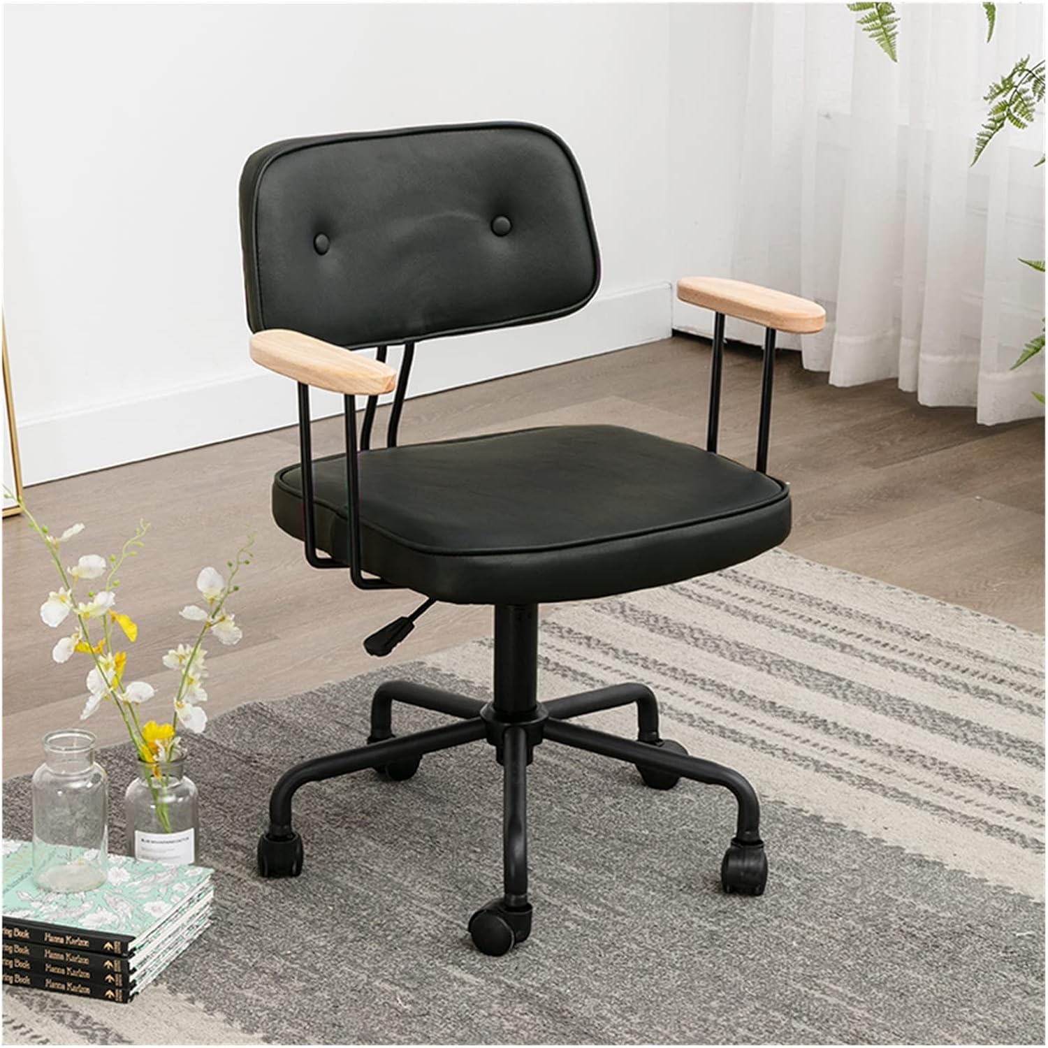 Adjustable Office Computer Chair with Armrest Office Chairs Office Furniture Home Soft Cushion Computer Armchair Lift Swivel Gaming Chair(Off White)