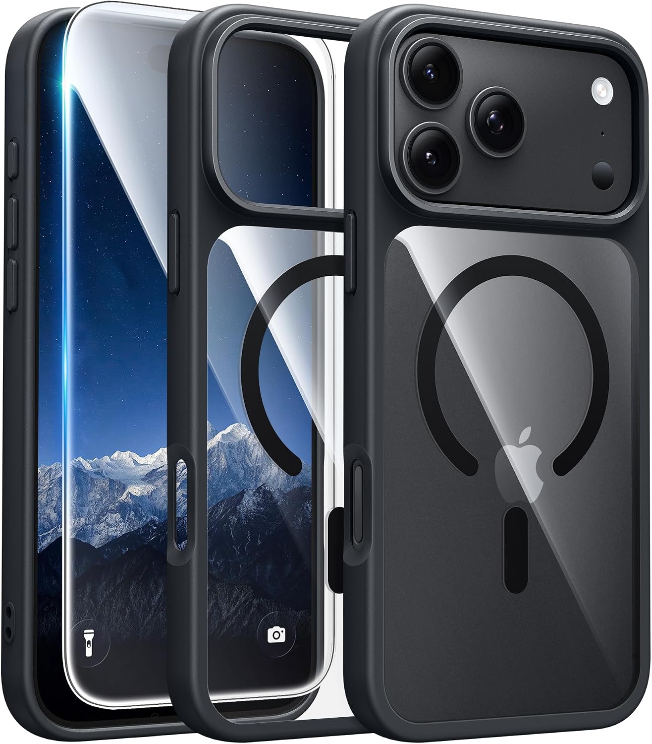 FNTCASE for iPhone 18 Pro Case / 17 Pro Case Clear with Screen Protector