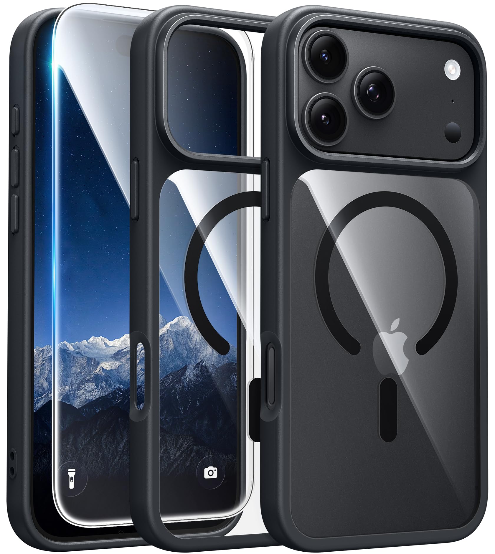 FNTCASE for iPhone 18 Pro Case / 17 Pro Case Clear with Screen Protector