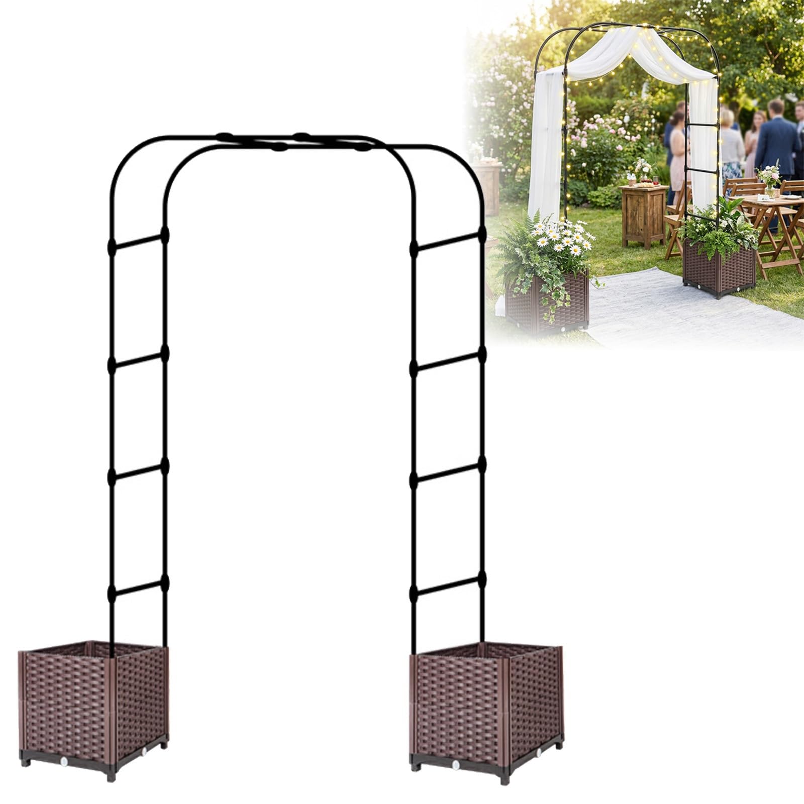 Arche de jardin en métal avec 2 pots de fleurs support plantes grimpantes arche de mariage fer