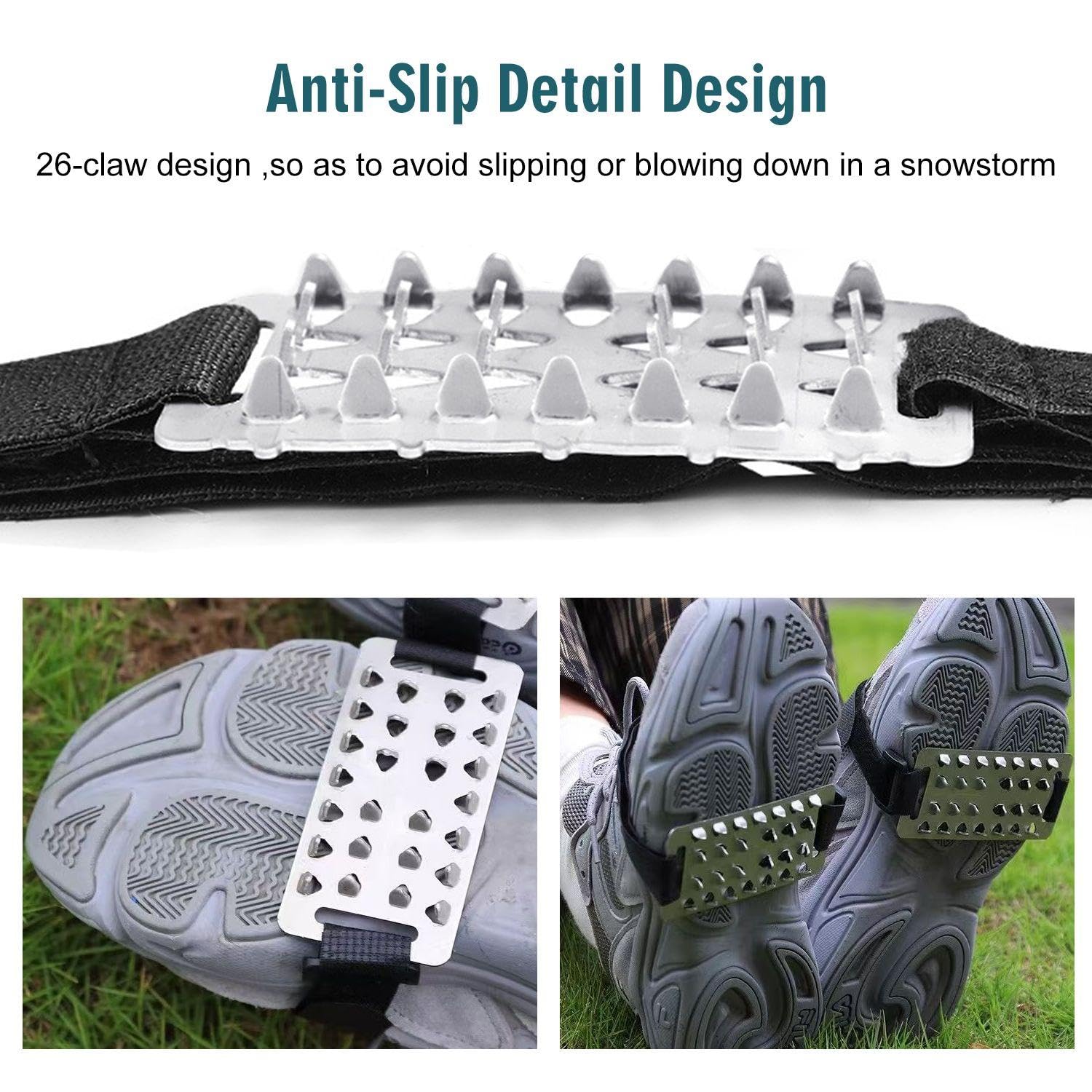 1 Par De Cubrezapatos De Crampones, Productos De Invierno para Exteriores, Clavos Antideslizantes, Clavos para Senderismo, Accesorios para Zapatos, Adecuados para Nieve Y Hielo