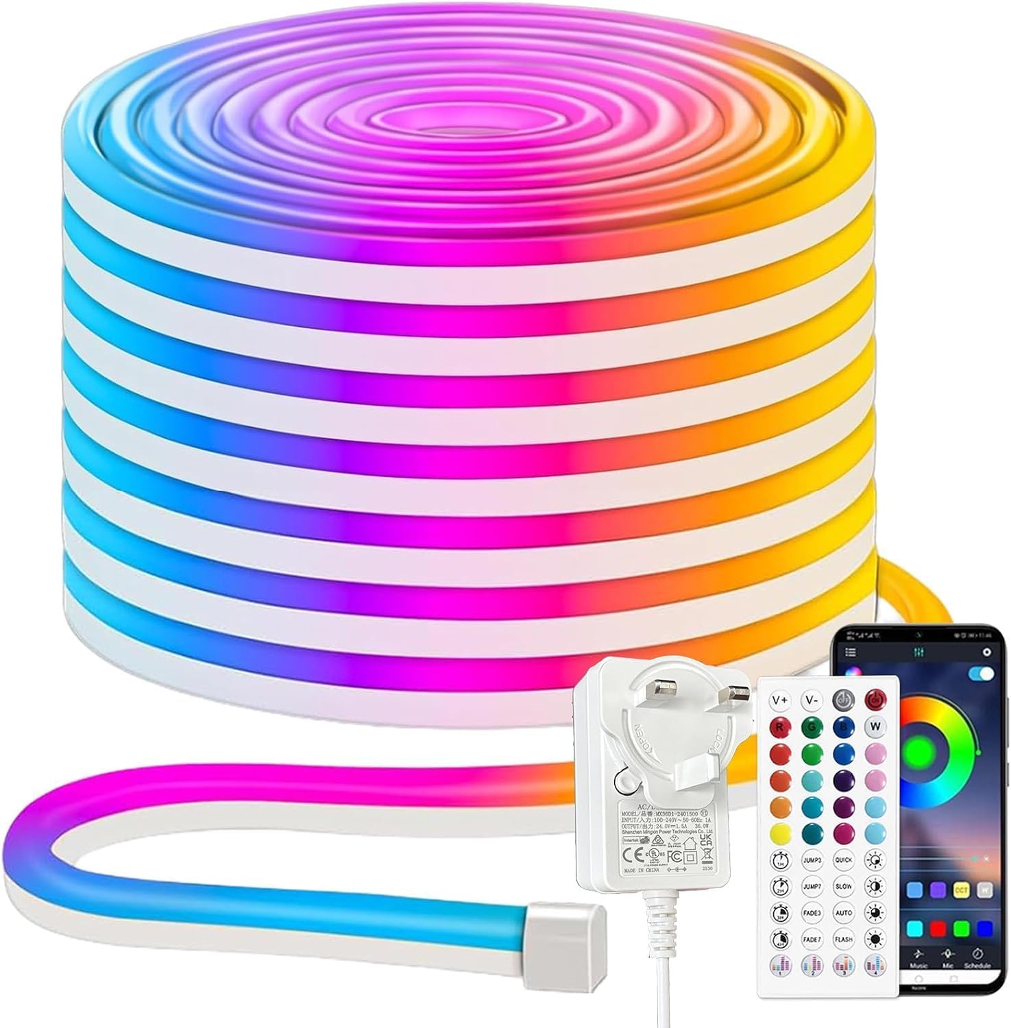 iNextStation 32.8FT RGB LED Strip Lights DC24V Waterproof LED Rope Lights