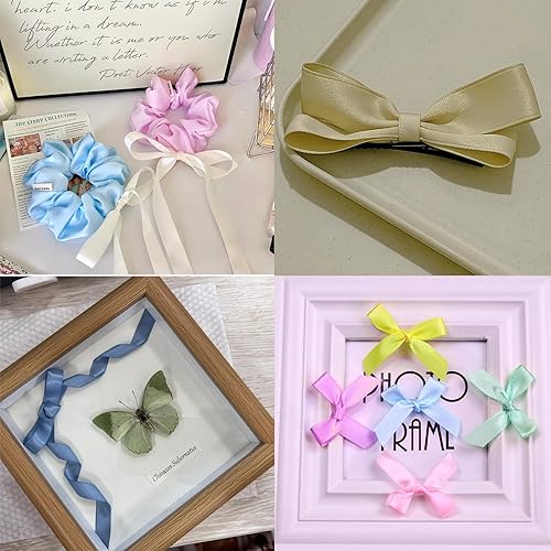 Miniatura 5 de Cinta de satén morada de doble cara de 38 pulgadas x 50 yardas, cintas moradas de poliéster para envolver regalos, cinta de tela para manualidades,