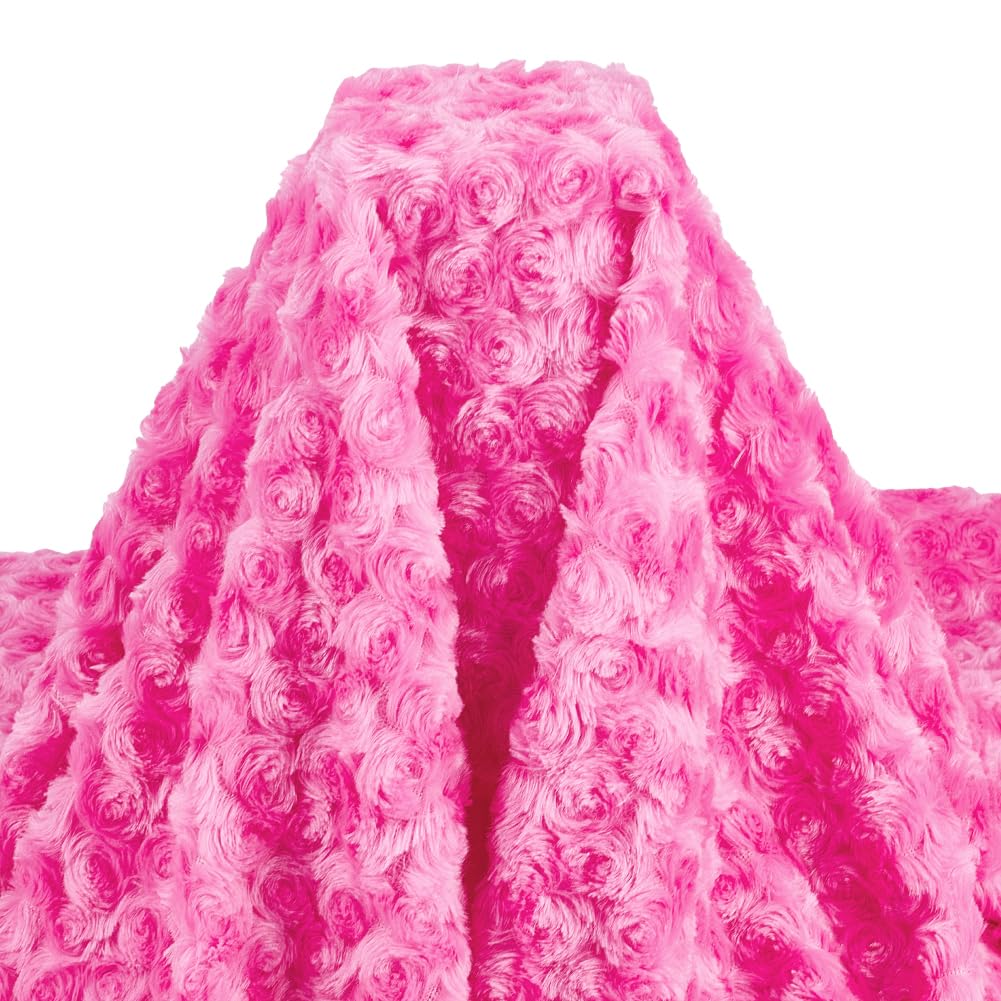 59x39 Inch Pink Rose Faux Fur Fabric, Soft Plush Polyester Material Craft Fabric for DIY Sewing Projects, Home Decor & Custom Blankets