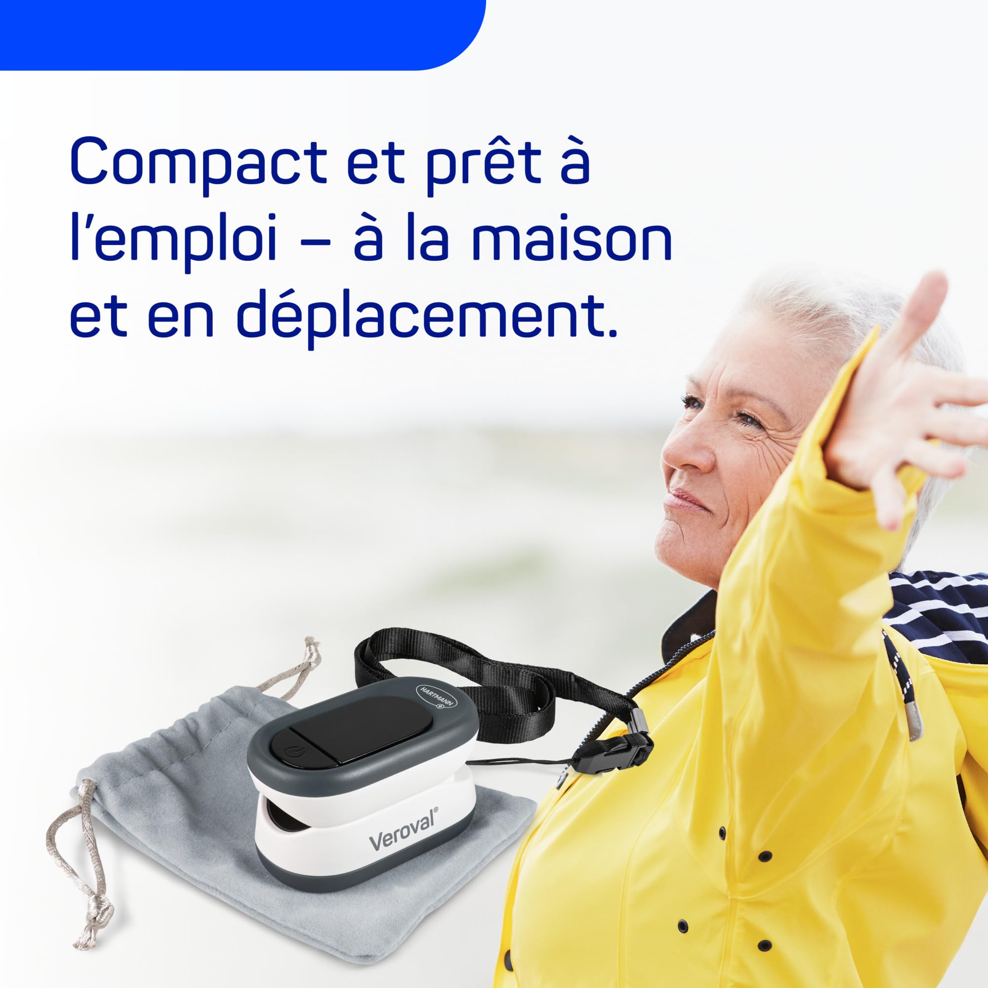 Veroval Oxymètre de Pouls - Mesure de la Saturation en Oxygène, de la Fréquence Cardiaque et du Débit Sanguin au Niveau du Doigt - Ecran OLED Premium - 1 Pièce